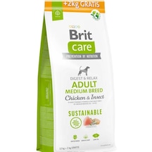 Brit Care Digest & Relax Tavuklu Böcek Proteinli Orta Irk Yetişkin Köpek Maması 12 KG + 2 KG