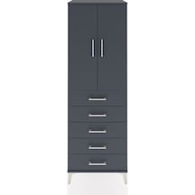 Hyperion Dolap Tek Raflı 5 Çekmeceli Tek Askılı 60x44x182 Ant... Antrasit