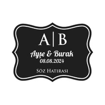 Halkalı Yaprak Çelenk Etiketi Kına Nişan Düğün 3x3 Cm Özel Etiket / 50 Adet Sticker Beyaz
