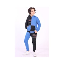 Toontoy Kids Toontoy Erkek Çocuk Kanguru Cepli Eşofman Takım Saks Mavisi