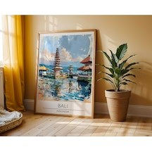 Bali Temple Indonesia Travel Poster Ahşap Çerçeveli Dekoratif Duvar Tablosu