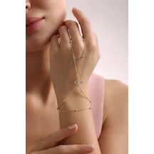 925 Ayar Gümüş Gold Kaplama Toplu Zincir Göz Model Şahmeran Bileklik