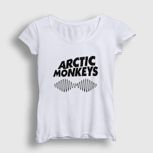 Presmono Kadın Cover Arctic Monkeys T-shirt Beyaz
