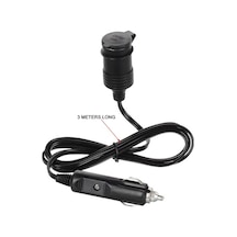 Pazly Araba Şarj Cihazı Dc Güç Kaynağı Kablosu 2m 12v 24v Adaptör, Erkek-dişi Konnektör, Siyah