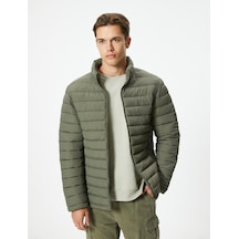 Koton Slim Fit Fermuarlı Şişme Mont Yeşil 5wam20101hw