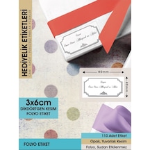 Şekil 1, Siyah Motifli Beyaz Zeminali Etiket - 3x6cm Dikdörtgen Düz Kesim - 110 Adet Folyo Sticker Renkli