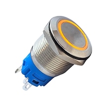 E82 19mm Metal Buton Yaylı 12-24v Turuncu Led 1no/1nc