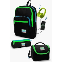 Coral High Kids Siyah Usb'li 3 Lü Okul Çanta Seti Set0123817