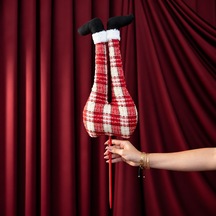 Yılbaşı Süsü Elf Ayakları Ekoseli Çubuklu Kırmızı Beyaz 70 Cm Diğer