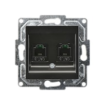 Eqona Radius Neoline İkili Nümeris Telefon Prizi 2 X Cat3 , Metalik Siyah Mekanizma + Tuşkapak