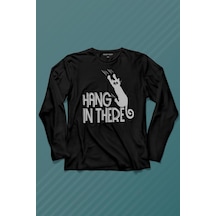 Han In There Tırmalayan Kedi Asla Pes Etme Uzun Kollu Tişört Baskılı Çocuk T-shirt 001