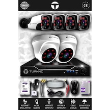 Turkno 6 Kameralı Pania 2 İç Kamera Set 1 TB HDD Full HD Gece Görüşlü Güvenlik Kamerası Sistemi