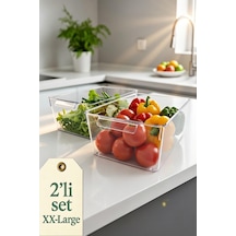 2 Li Set Xx-large Şeffaf Buzdolabı Düzenleyici Saklama Kutusu Sebze Meyve Organizer