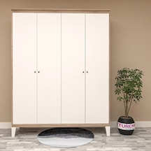 Ekru 4 Kapılı Gardırop Mdf Beyaz