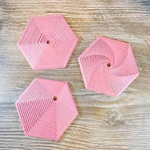 Bezos 3d Baskı Super Fidget Coaster Seti - Altıgen Desenli Bardak Altlığı Ve Tutucu-pembe Dlra