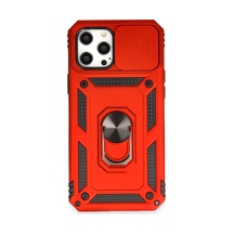 Apple İphone 12 Pro Max Kılıf Pars Lens Yüzüklü Silikon - Kırmızı 0.2M-Çok Renkli