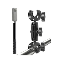 Çift Başlı Superclamp Gidon Montaj & 200cm Görünmez Selfie Çubuğu, Insta360 X3, X2, X4, X5, One Rs, Go 3, One X, Evo İle Uyumlu, Alüminyum Çubuk, 1/4, 360 Ayarlanabilir