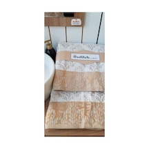 Gissele Kadife Banyo Takımı Kahve-2 Parça Krem
