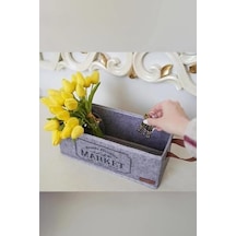 Buti Deri Kulplu Özel Tasarım Malzeme Kutusu Hurç Organizer Ev Banyo Mutfak Ev Gereci 32x13x14cm - 1044