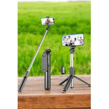 Tripod - 543 - Kablosuz Bluetooth Bağlantılı Selfie Çubuğu 360 - Edntrend - Derece Dönebilen