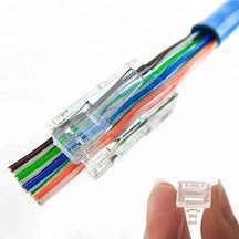 Yeni Nesil Delikli Rj45 Jack 10 Ad Konnektör Uç Cat Lan Ethernet