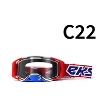 Tangshopping Motosiklet Arazi Gözlüğü Gözlük Bisiklet Gözlüğü C22 Kırmızı Ve Beyaz Çerçeve Mavi Burun Şeffaf Parça