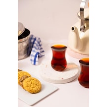 Pure İthal İnce Cam Çay Bardağı Serisi - Şeffaf Kristal - 6 Parça 120cc Geleneksel Form - Premium İthal Cam - Çay Servisi Bulaşık Makinesi Uyumlu Çok Renkli