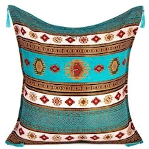 Kilim Desen 70cmx70cm Şönil Püsküllü Kare Minder Kılıfı No1