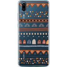 Huawei P20 Motif Tasarımlı Süper Şeffaf Telefon Kılıfı Çok Renkli
