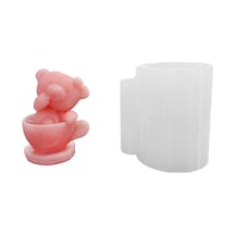 Tahtakale Toptancı Silikon 3d Fincan İçine Oturmuş Sevimli Ayıcık Mum Kalıbı