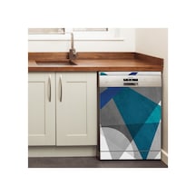 Mavi Geometrik Bulaşık Makinesi Kaplama Sticker Kendinden Yapışkanlı Folyo 75x75 Cm