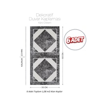 30x60 Cm Kendinden Yapışkanlı Duvar,banyo,tezgah Arası Kaplama Açık Gri 1009-30-6