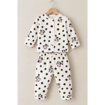 Veraura Lifestyle 3-12 Ay İnek Baskılı Çıtçıtlı Penye Bebek Pijama Takımı ekru