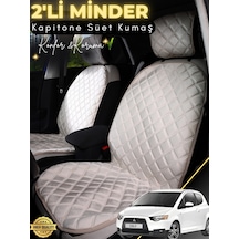 Mitsubishi Colt Uyumlu 2'li Süet Oto Koltuk Minderi Universal Hızlı Montaj Su Geçirmez A4 Bej