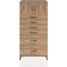 Hyperion Dolap Tek Raflı 6 Çekmeceli 2 Kapaklı 88x44x182 Çam-çam Çam