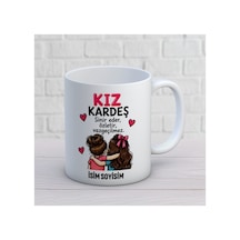 Kız Kardeş İsim Alanlı Esprili Kupa Bardak Aile Temalı Tasarım 473 Beyaz Beyaz