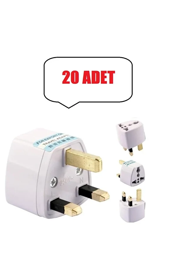 20 Adet Type-g Plug Adapter Hac/ümre Plug Adaptor Seyahat Ac Güç Şarj Adaptörü Dönüştürücü Priz Beyaz