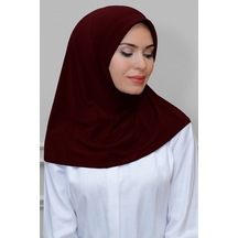 Hürrem Bone Bordo Pratik Hazır Geçmeli Tesettür Eşarp Sandy Kumaş Sade 1600_1 Bordo
