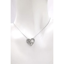 Omar Silver Kadın Kalp Model Zirkon Taşlı Gümüş Kolye Omr8671