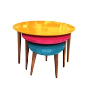 Zigon Sehpa Ahşap Kayın Retro Konik Ayak Model Üçgen Tabla 3 Renk Tabla ceviz ayak El Yapım