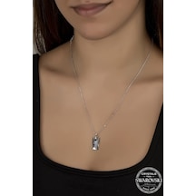 Union Swarovski Crystal Kadın Baget Gümüş Kolye (550092607)