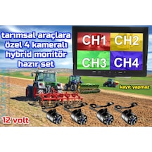 7'' Monitör Ve 4 Adet Beyaz Ledli Kelebek Kamera Kayıt Yapmaz 12v