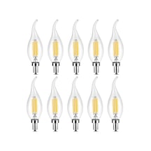 Amberled 10 Adet Kıvrık Buji Ampul 4w Şeffaf Filament Rustik Led Ampul E14 Duy, 3200k Günışığ Standart
