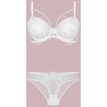 Nurteks Dantel Detaylı Destekli Sütyen Takım Ekru 001