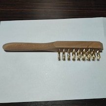 Hşap Saplı Sarı Çelik Telli Fırça , Temizlik Fırçası,