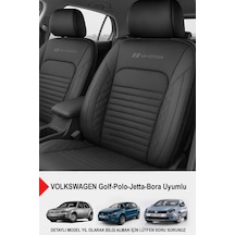 İstanbul Serisi Deri Oto Koltuk Kılıfı Volkswagen Bora-golf-jetta-polo Uyumlu Siyah