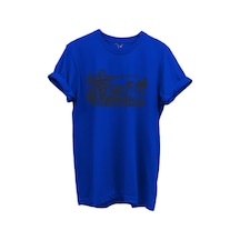 Avcı Ve Av Köpeği Av Sahnesi Çizim Baskılı %100 Pamuk Regular Fit Bisiklet Yaka Unisex T-shirt Saks Mavi Avcı Ve Av Köpeği Av Sahnesi Çizim Baskılı %100 Pamuk Regular Fit Bisiklet Yaka Unisex T-shirt Saks Mavi