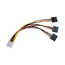 1x IDE MOLEX 4 Pin M To 3x SATA Power 15 Pin F HDD Güç Kablosu