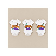 Babylimon Tatlı Enerji Üçlü Beyaz Kısa Kollu Bebek Zıbın Seti Beyaz - 930083971 Beyaz