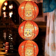 Kangvka Yılbaşı Dekorasyonu 12 İnç Kağıt Feneri Çin Stili Dairesel Gül Desenli Katlanabilir Ev Restoran Nişan Partisi Aydınlatma 5 Adet Seti